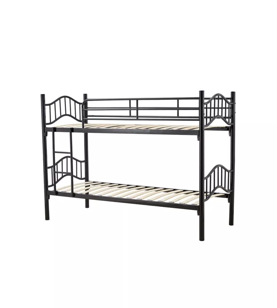 Letto a castello bellahome "berna"  scomponibile in 2 letti singoli in ferro nero 203x83x145,5 cm